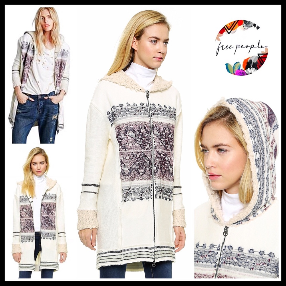 FREE PEOPLE NORDIC HOODED LINED CARDIGAN COAT - Picture 1 of 8